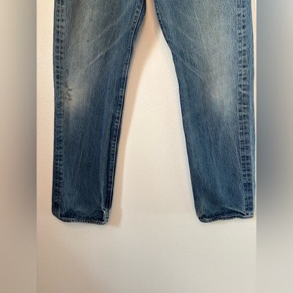 Levi's 501 Vintage 90's Button Fly Medium Wash Straight Leg Distressed 36X36 - Picture 4 of 11